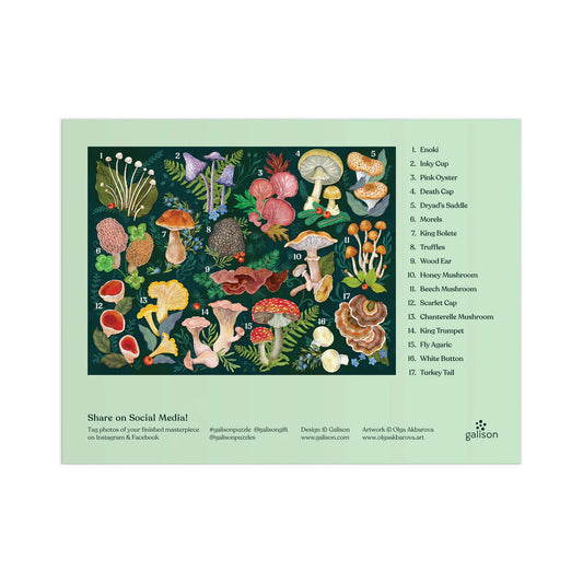 Galison World of Mushrooms Puzzle  | 1000pcs Multi-Coloured