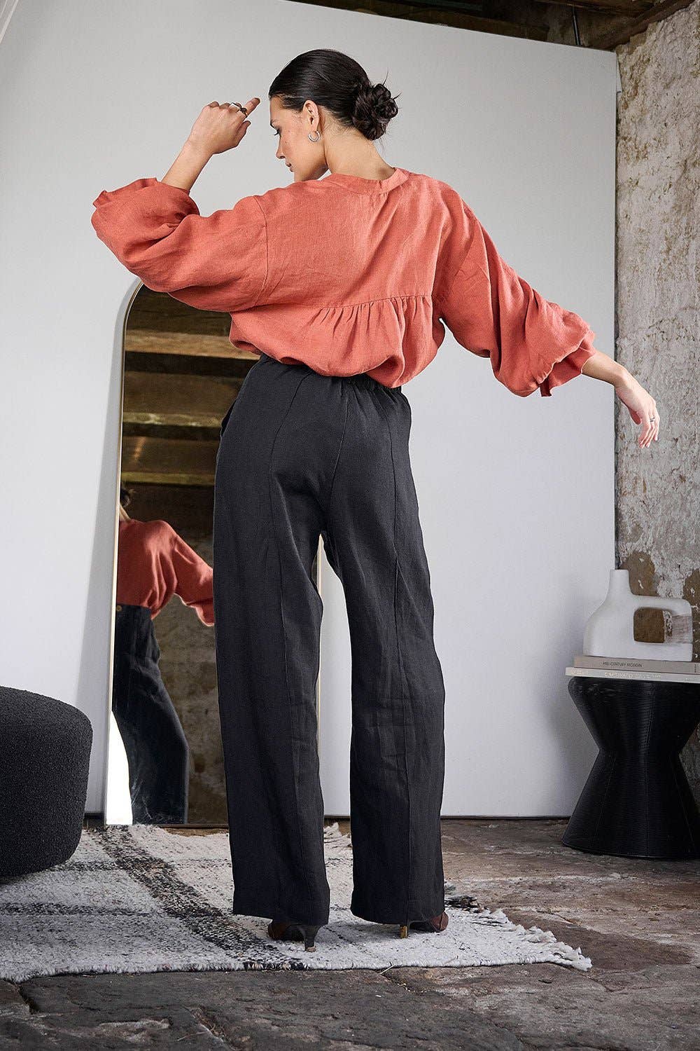 Linen Tailored Pant | Black