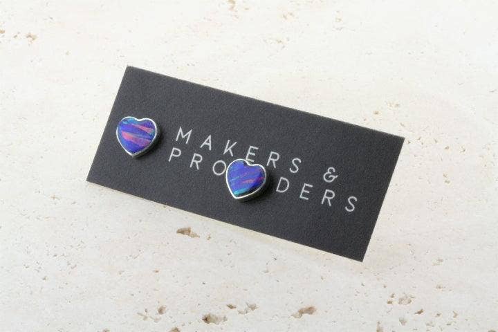 Heart Opal Stud | Grape
