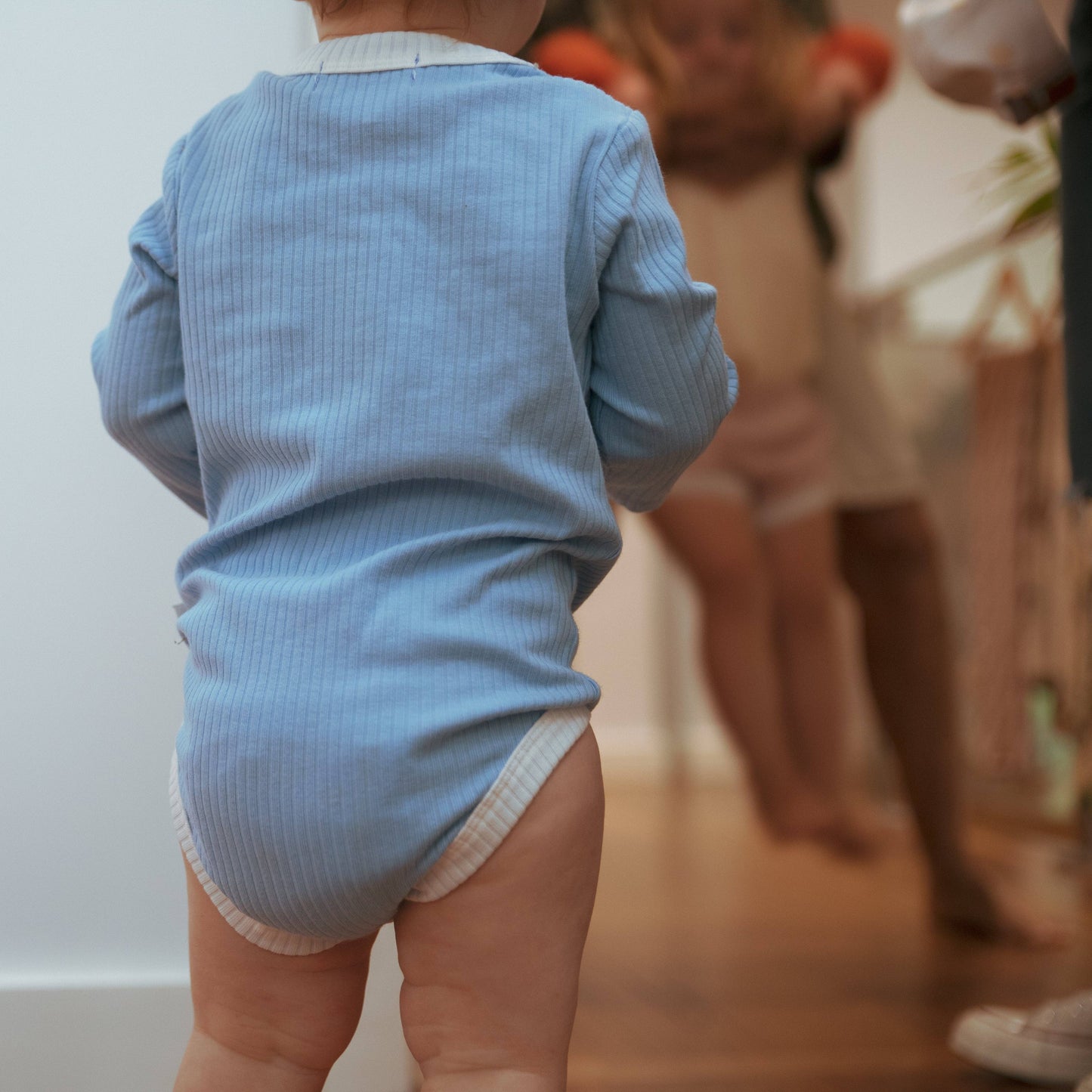 Ribbed Organic Cotton Long Sleeve Onesie | Sky Blue