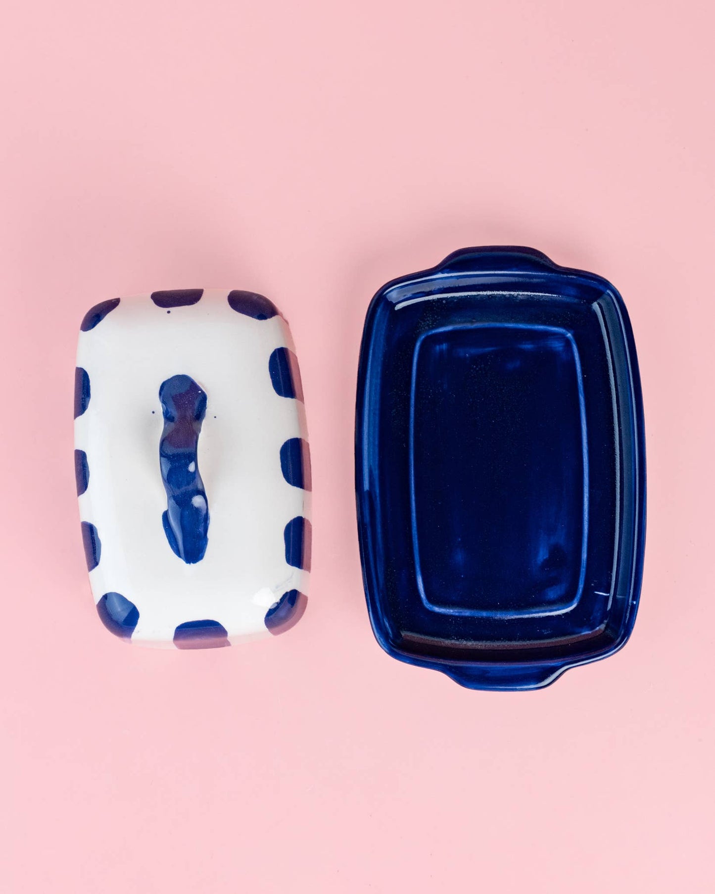 Artisanal Ceramic Butter Dish | Blue & White