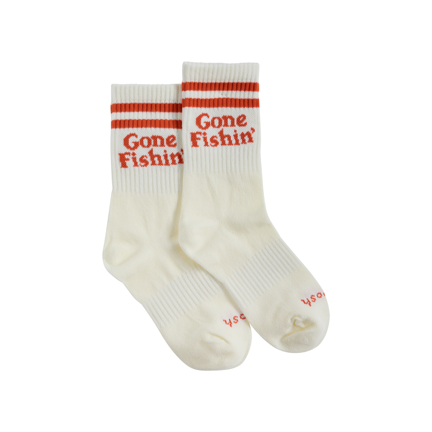 Gone Fishin' Kids Socks in Red Stripe
