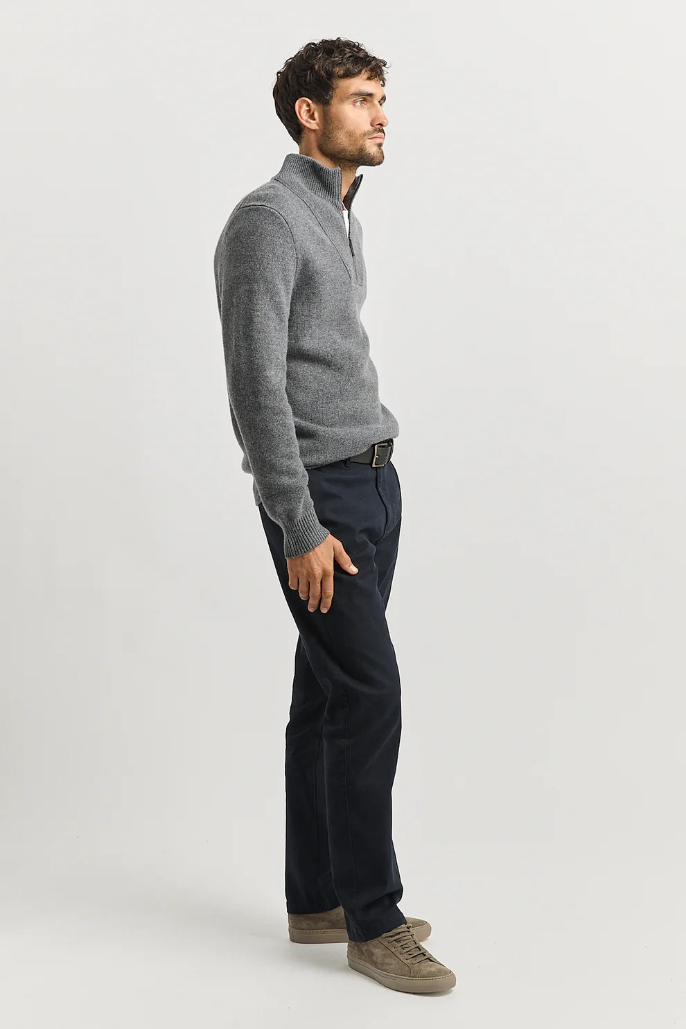 Lambswool Half Zip | Zinc