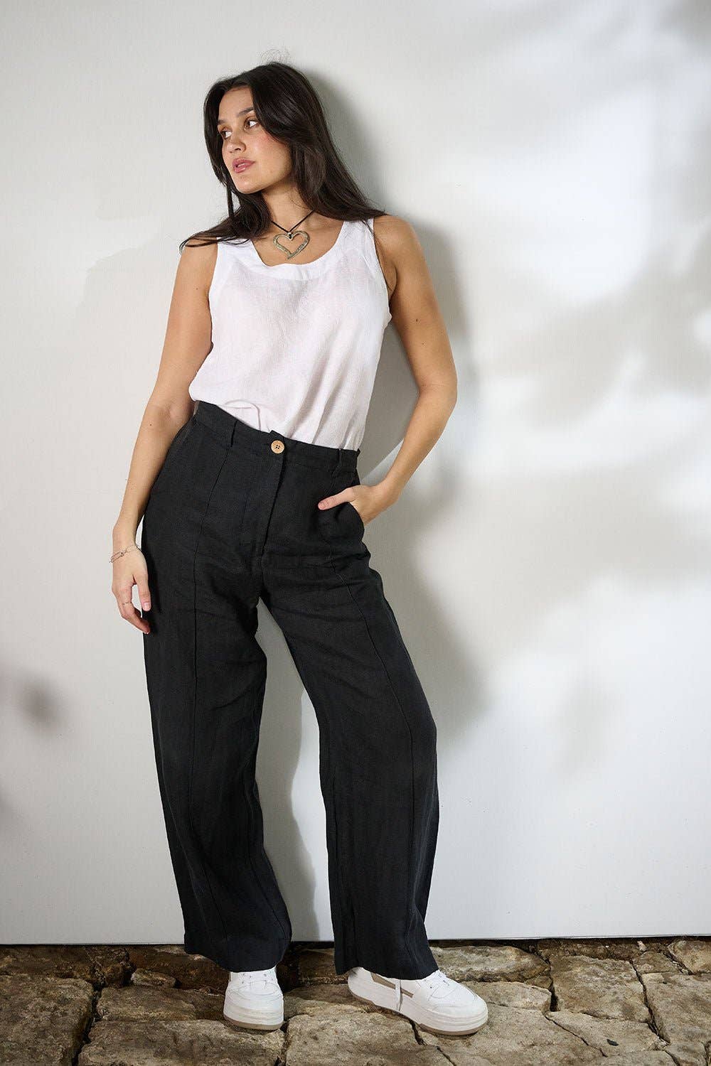 Linen Tailored Pant | Black