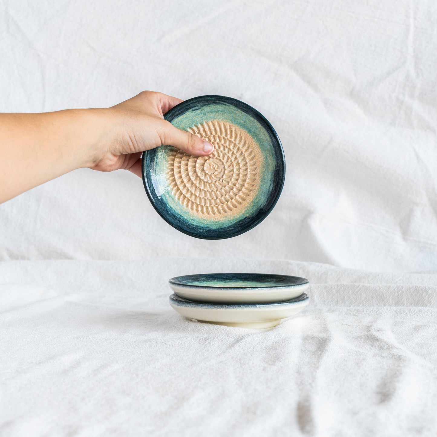 **LANDING SOON** Small Ceramic Garlic Grater Plate | Turquoise - Brisa