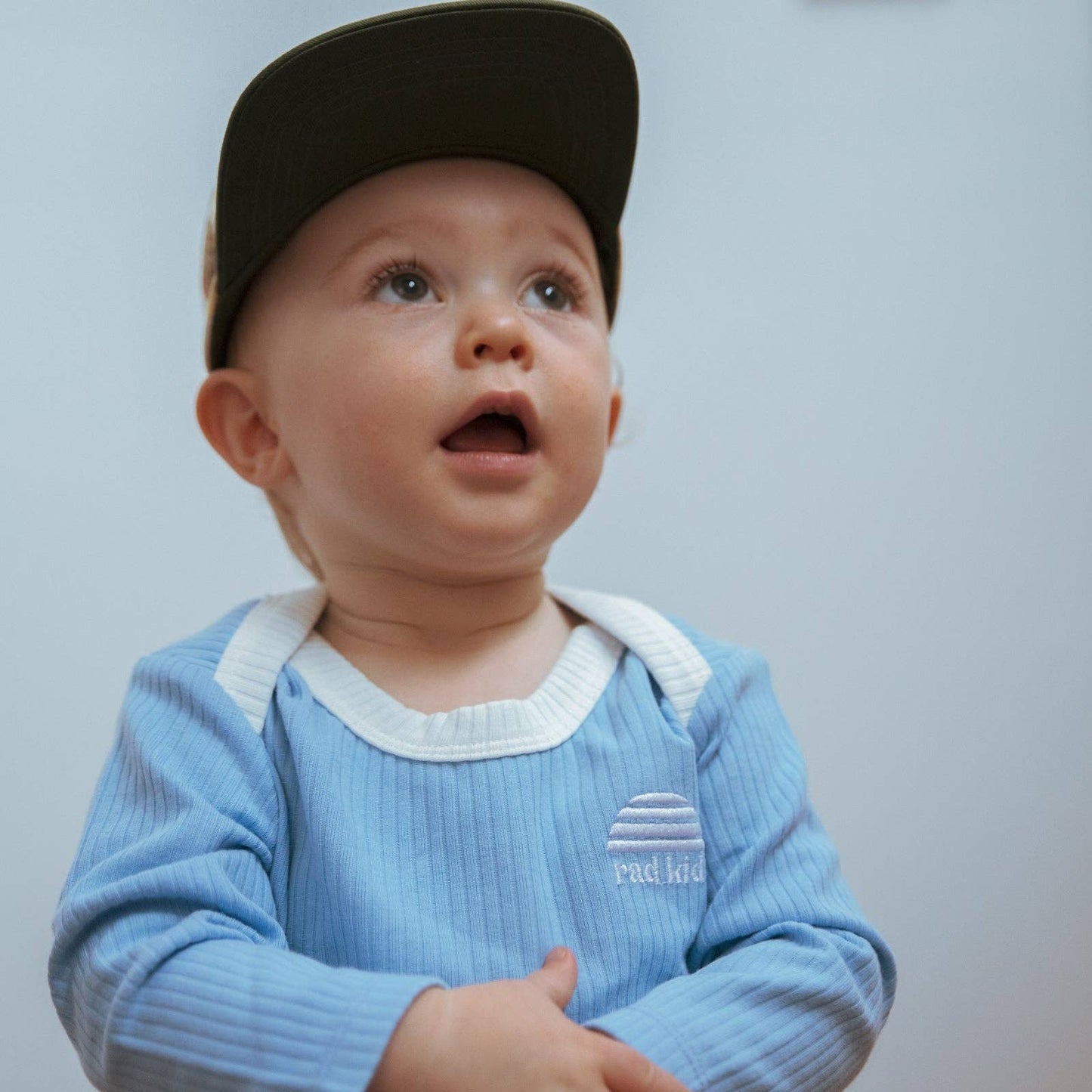 Ribbed Organic Cotton Long Sleeve Onesie | Sky Blue