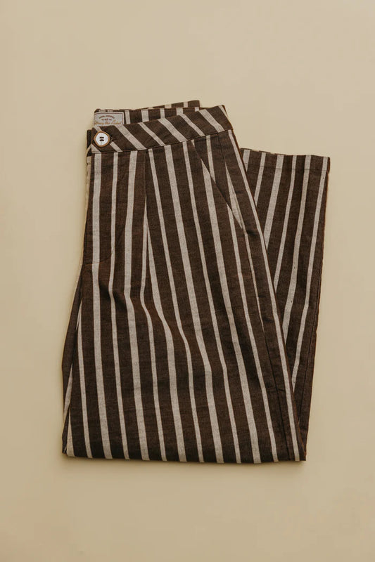 Gabbi Striped Mid-Waist Cord Pants