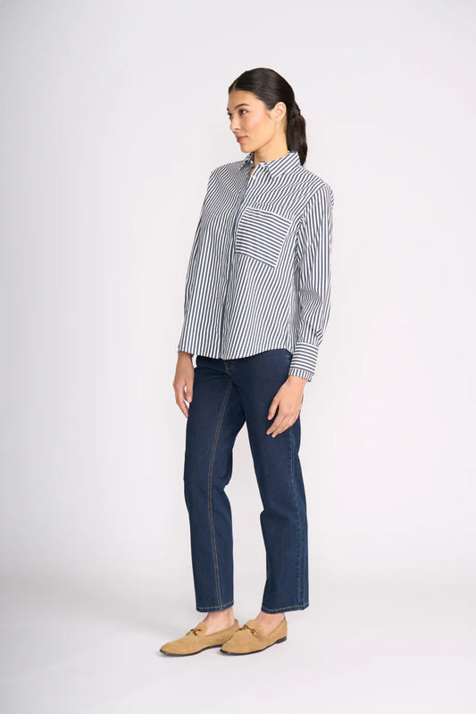 Sew Directional Shirt | Navy Wide Stripe
