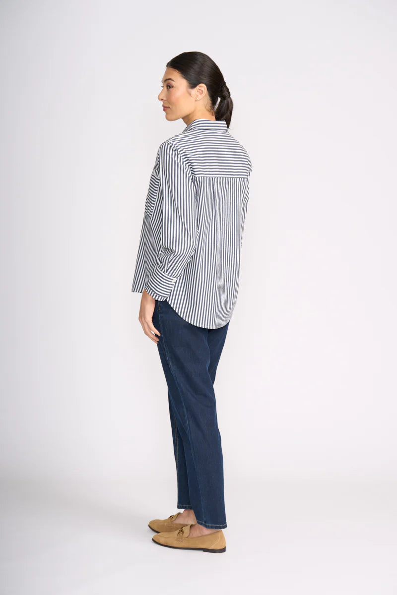 Sew Directional Shirt | Navy Wide Stripe