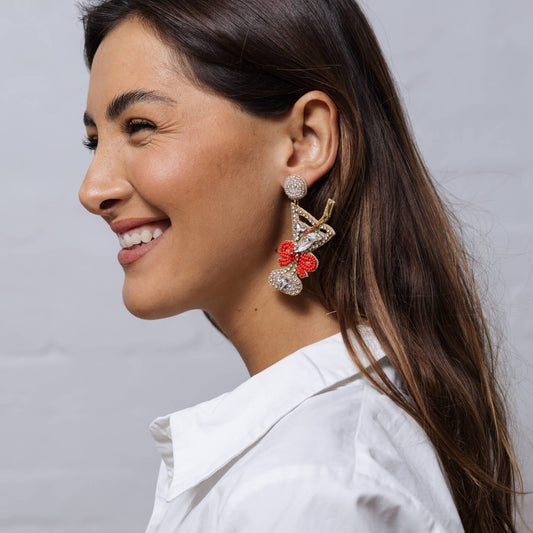 Beaded Christmas Earring | Wine