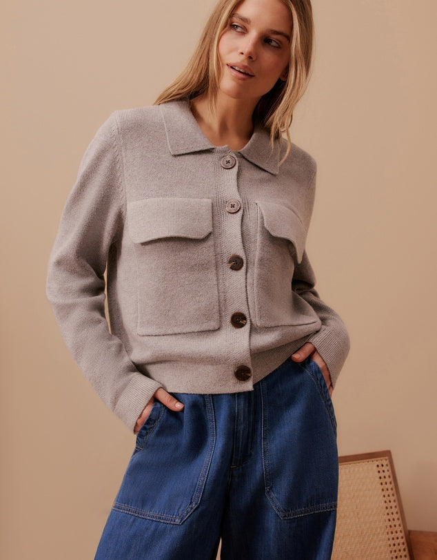 Soft Knit Collared Cardi