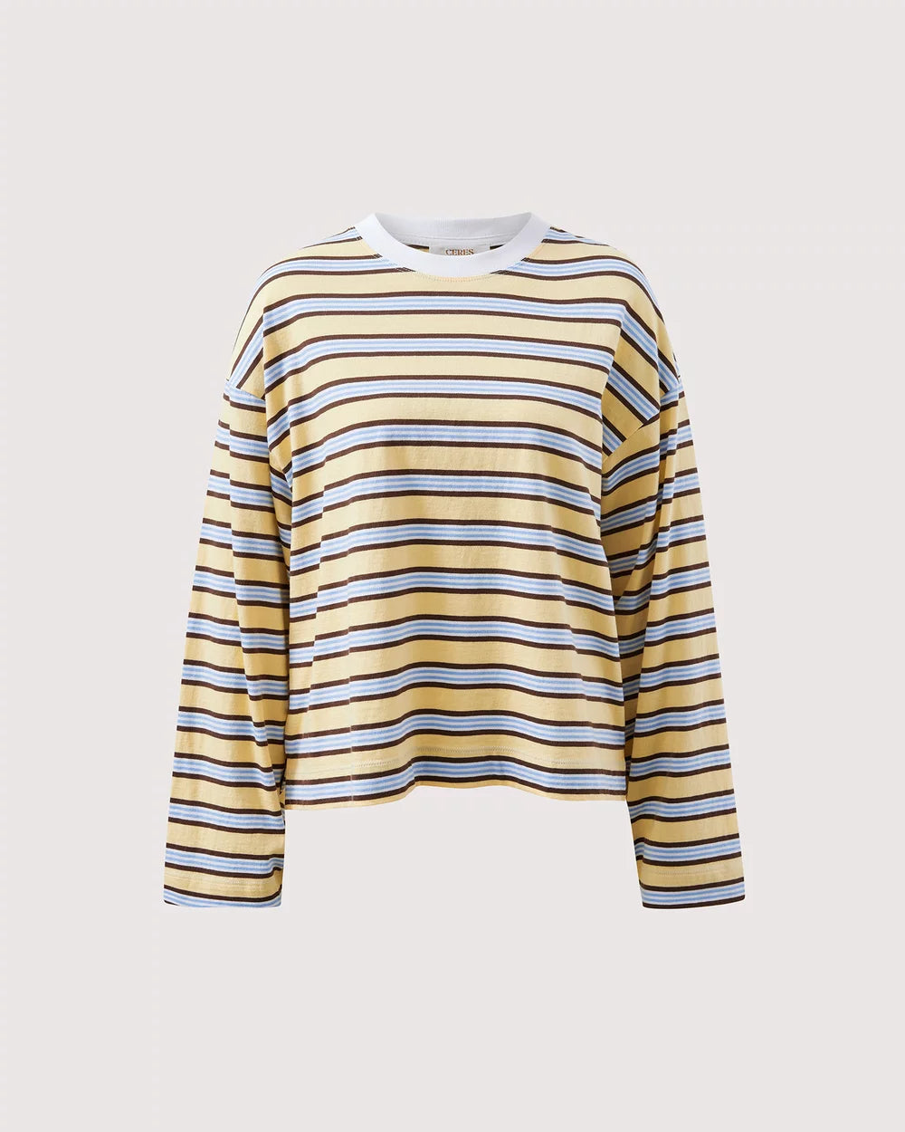 Beau Long Sleeve Slouchy Tee | New Butter Brunette Stripe
