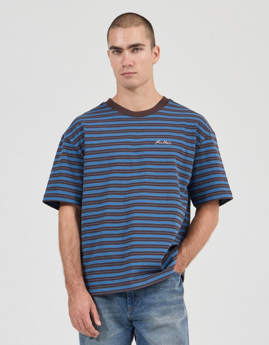 Stripe Tee | Brown Earth + Blue