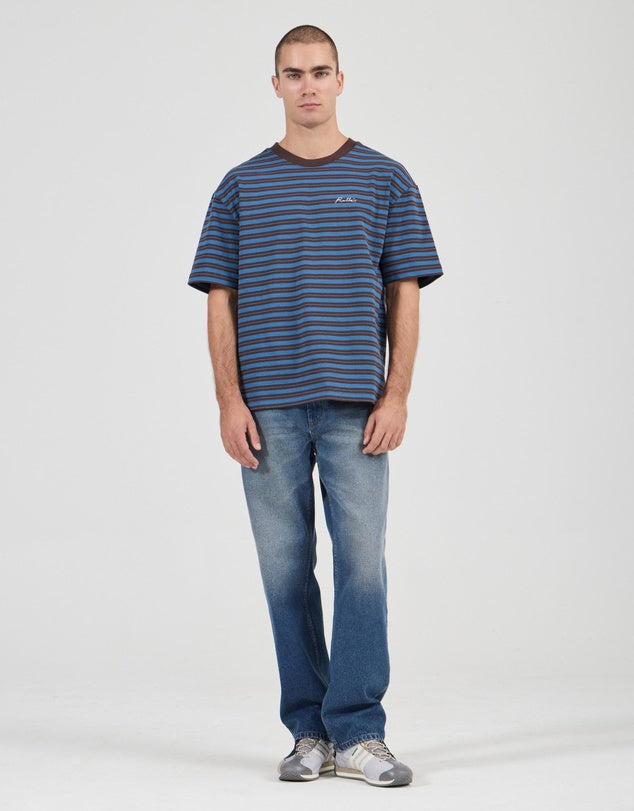 Stripe Tee | Brown Earth + Blue
