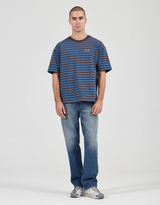 Stripe Tee | Brown Earth + Blue