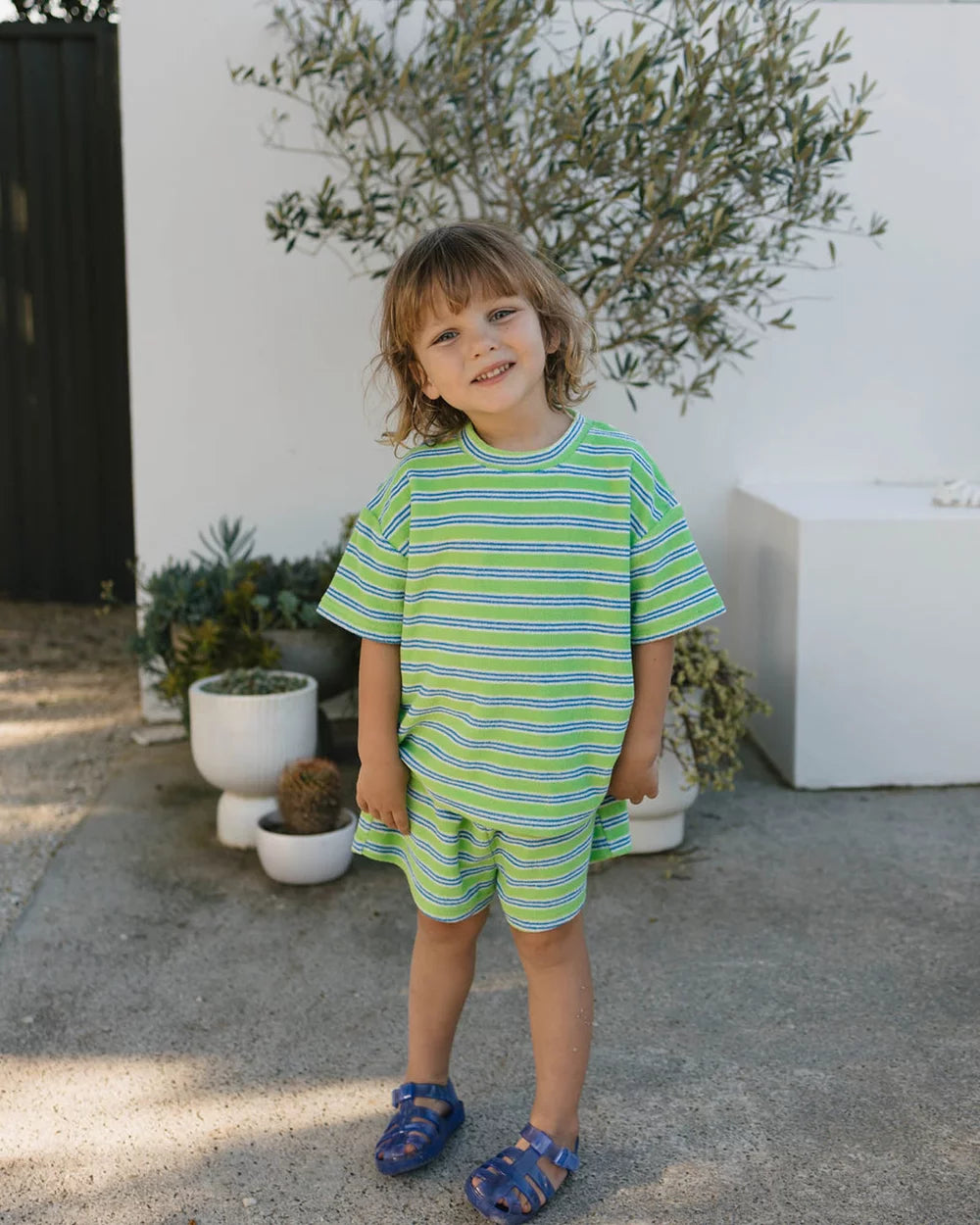 Huey Short | Terry Stripe Green