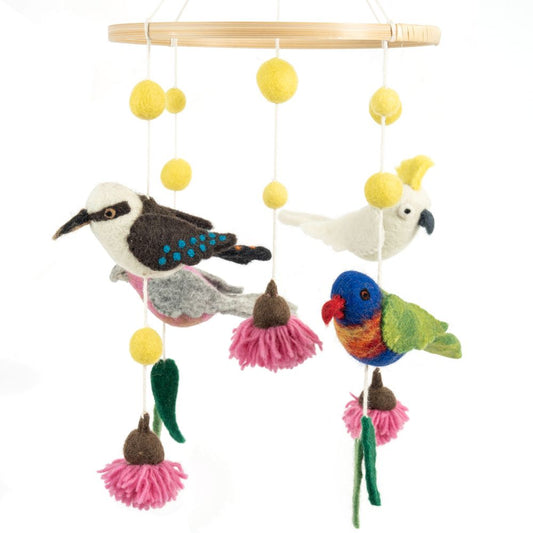 Handmade Felted Australian Birds Mobile
