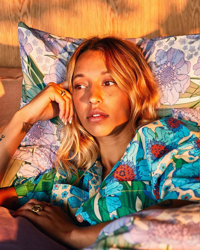 *LANDING SOON* Short Sleeve Shirt and Pant Pyjama Set | Tumbling Flowers