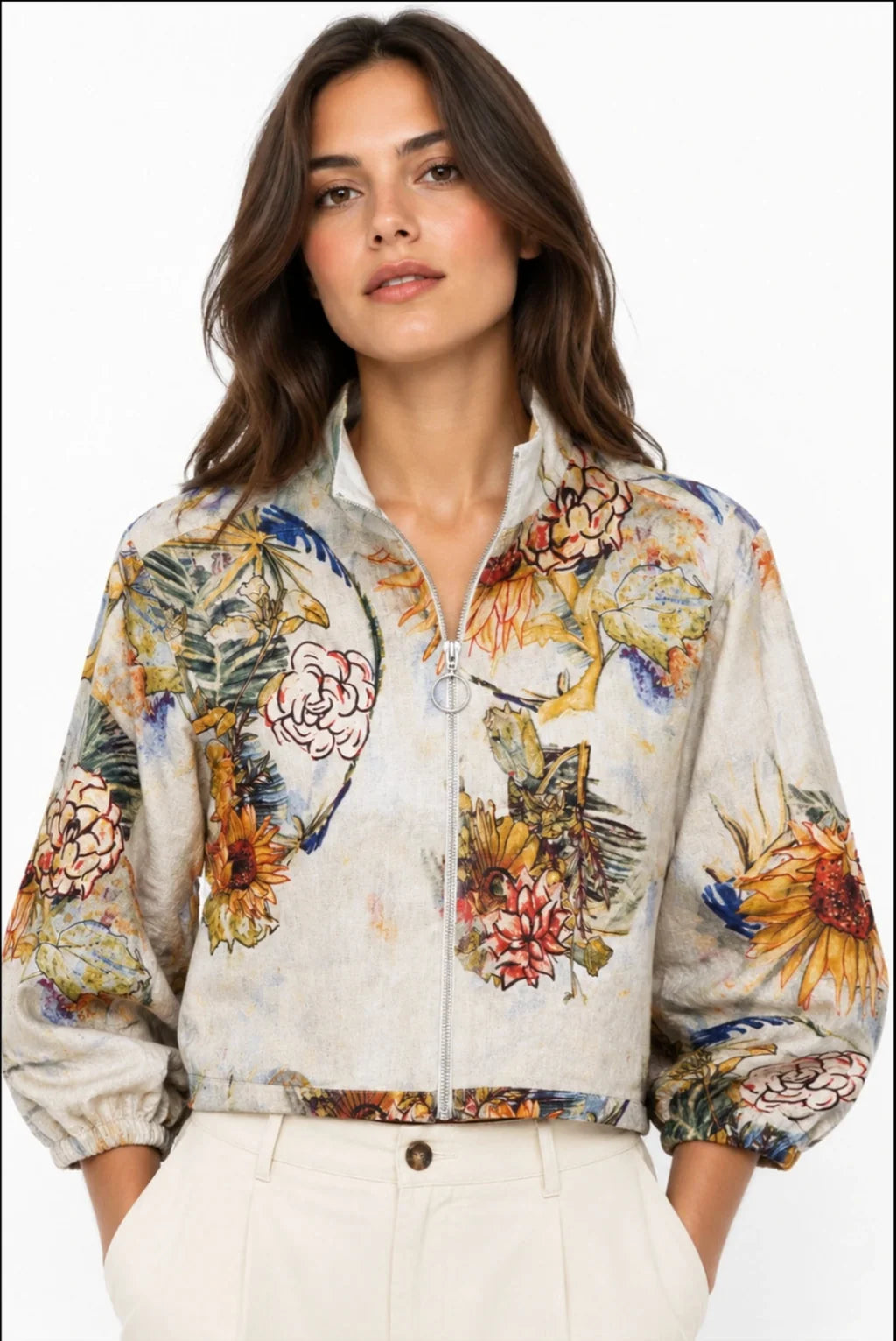 Paloma Linen Jacket | Abstract