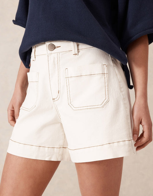 Esther Denim Short | Eggshell