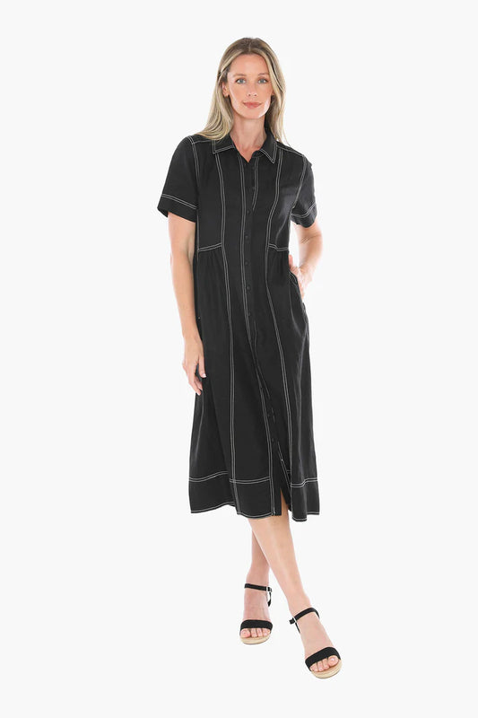 Contrast Stitch Dress | Black